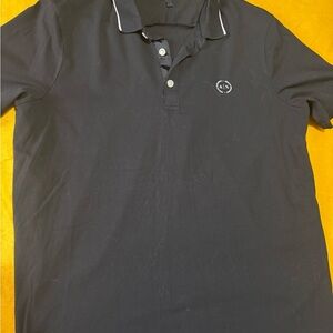 Armani Exchange Black Polo Shirt with White Accents